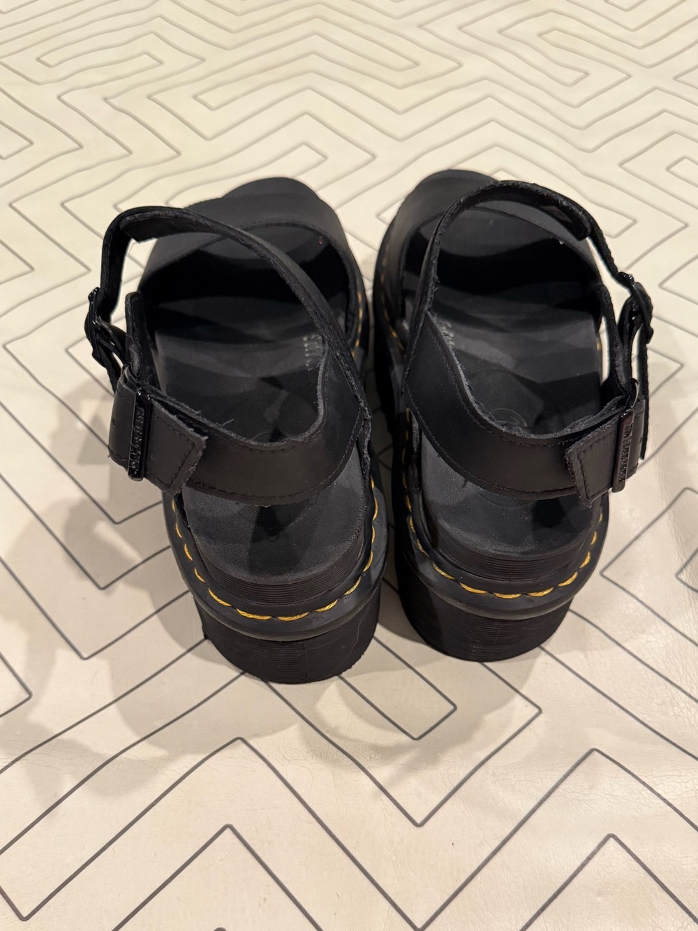 Dr. Martens Black Leather SoftWair Stacked Sandals - Picture 10 of 14